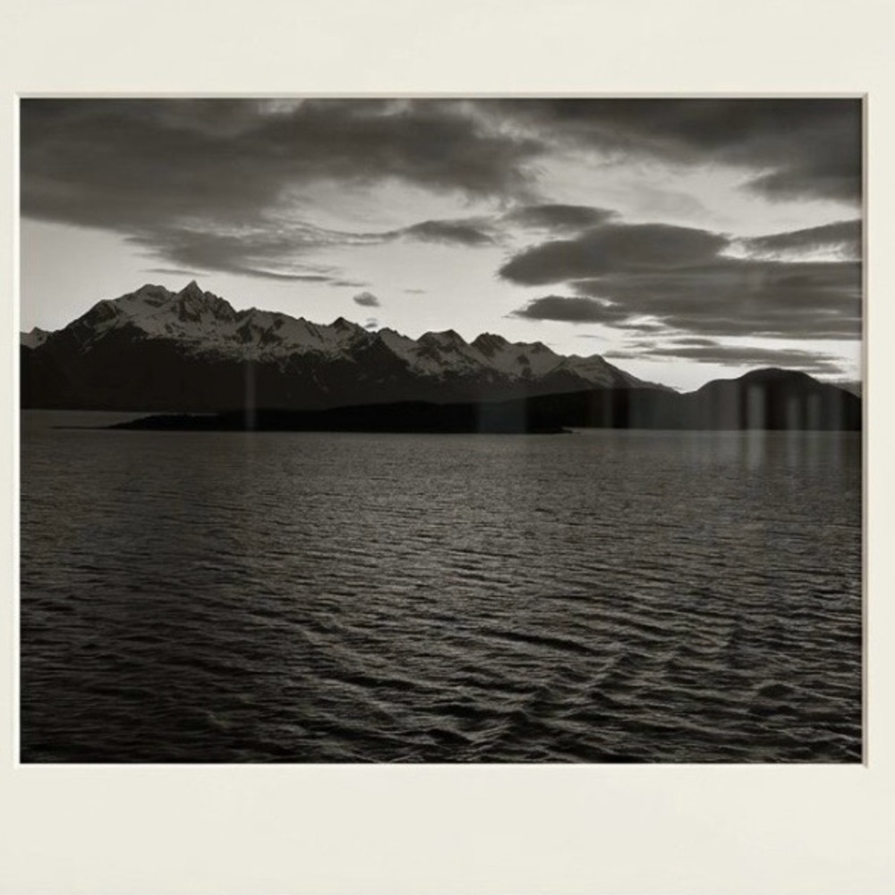 Images of Alaska -Monochrome Mountain Seascape Wall Art - w/black 8x10 frame